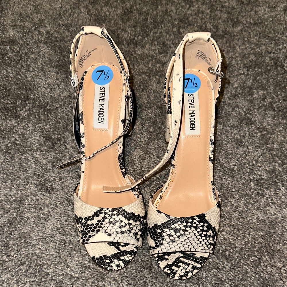 Steve Madden Black and White Snakeskin Heels